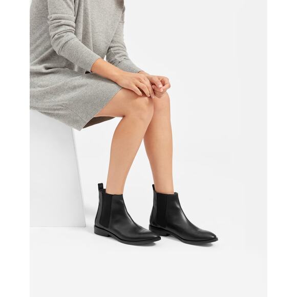 EVERLANE Black Leather Modern Chelsea Boots US 7 - Picture 2 of 11